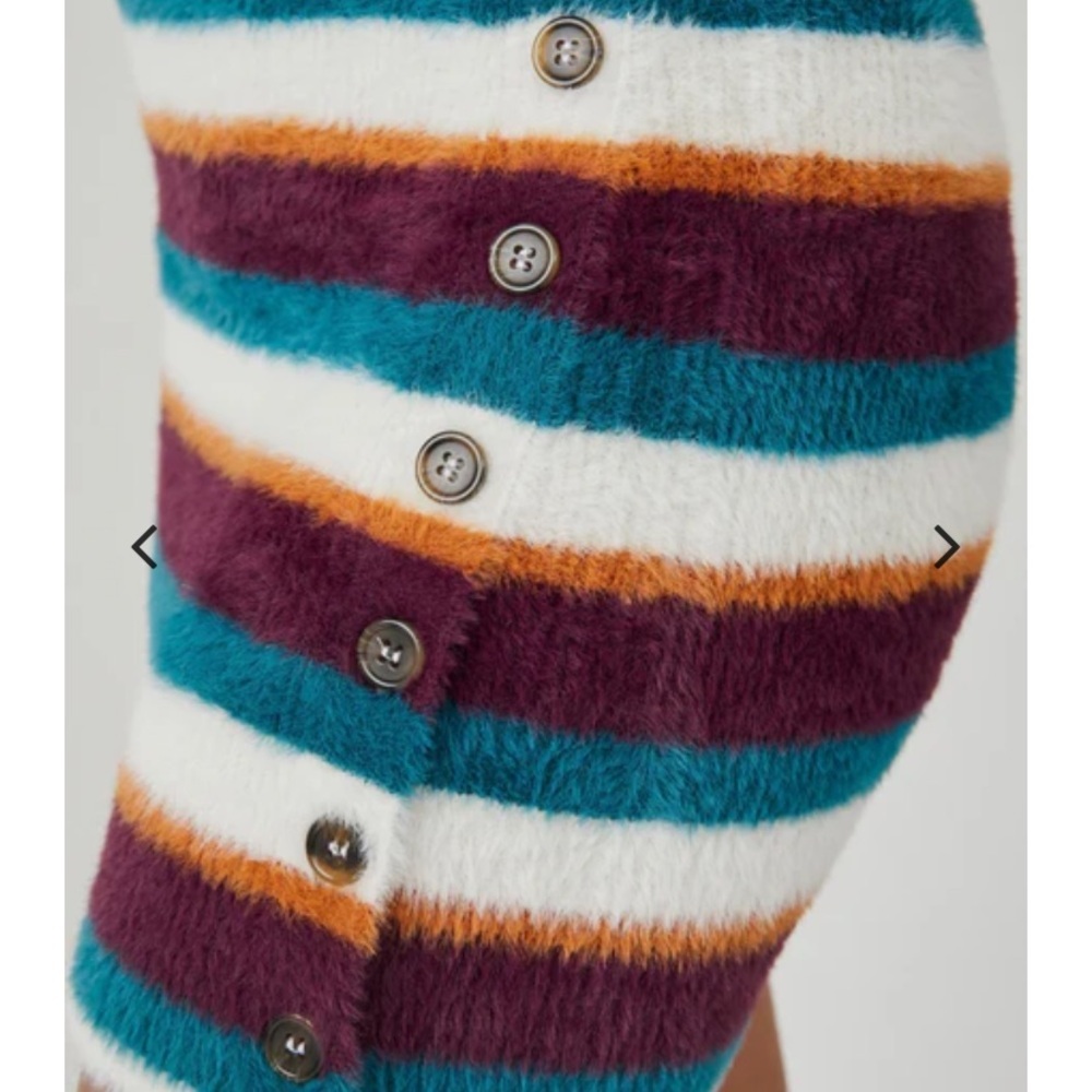 NWT Free People Ciara Sweater Mini Buttoned Striped Fig Jam Skirt Size Small - Picture 3 of 11